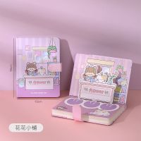 b6高颜值卡通可爱手账本简约文艺女学生记事笔记本磁扣本少女本子 磁扣手账本[立体扉页] 苹安喜乐[A7/192页/横线]