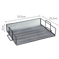 办公金属铁网多层置物架文件架抽式资料架桌面整理架收纳架书报架 层架黑色一层