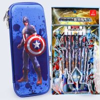 新3D立体恐龙笔袋卡通创意小学生文具盒幼儿园铅笔盒布面防水笔盒 布面美国队长两层送铅笔12支