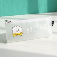 可爱卡通透明笔袋大容量小学生男女文具盒初中生简约磨砂铅笔盒 卡通萌宠[白色]倒梯