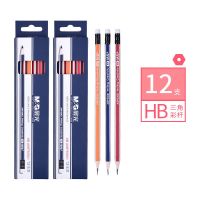 晨光三角杆带橡皮铅笔石墨芯无铅无毒小学生HB考试2B儿童矫正握姿 12支(HB) 铅笔