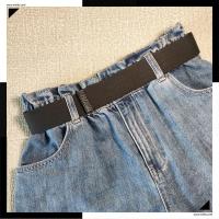 电子厂过安检无铁磁金属帆布腰带易粘魔术贴简约百搭情侣加厚织带 黑色 85cm[2尺1以下]