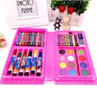 多功能儿童水彩笔绘画套装礼盒彩笔铅笔画画工具文具用品 42色女孩款彩笔 默认