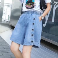 超薄牛仔裤女2021夏季松紧腰天丝宽松显瘦潮大码九分直筒老爹裤子 浅蓝色[9967] S 建议[80斤-100斤]