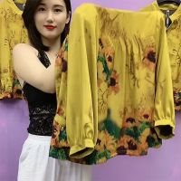 花色短外套妈妈装2022新款春秋休闲外搭洋气小衫 花衫宽松轻熟HX 9008#黄色 M 建议[95斤内]