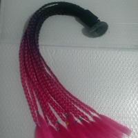 摩托装饰品改装头盔辫子麻花辫饿了么头盔麻花辫小脏辫马尾辫创意 黑玫红大吸盘