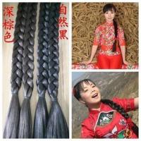 古装头饰假发长辫子新娘秀禾麻花辫舞台表演造型假发65厘米大辫子 0.8厘米宽65厘米长自然黑