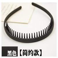 韩版素雅哑光带齿发箍 黑色灰色彩色窄边宽边塑料防滑头箍 压发卡 黑色 [简约款]