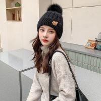 假发帽子一体时尚女中长卷发秋冬加厚保暖毛线帽潮流韩版全头套式 中长卷发[自然黑]送发网 黑色帽子