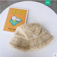 假发女长发羊羔毛绒渔夫帽子假发一体女时尚短卷发大波浪全头套式 自然黑[米色帽子]