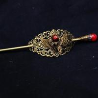 古装头饰头冠汉服男女款束发cos古典发冠古代发簪子古典动漫古风 图片款红色珠子