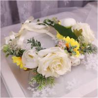 新森系花仙子发箍花朵耳饰影楼结婚发饰头饰新娘饰品旅拍写真头花 白玫瑰雏菊花环