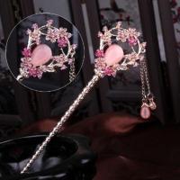 彼岸花发簪古风汉服配饰古典宫廷流苏步摇百搭盘发簪子发饰品发钗 镜花水月粉色 猫眼石发簪