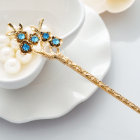 韩国发饰宫廷古典古装发簪头饰百搭步摇汉服古风发钗盘发饰品簪子 梅花蓝色