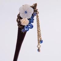 复古宫廷古典新娘发饰头饰发簪女式镶钻发钗盘发簪子流苏步摇饰品 浅蓝色3