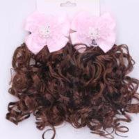 儿童卷发假发长发蝴蝶鸭嘴夹小女孩发饰头饰品宝宝头花手工发卡饰 KT猫粉红色