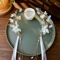 汉服头饰古风发饰发箍古代流苏飘带发冠超仙气少女古装头冠配饰品 青依发箍