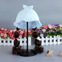 新品韩版宝宝假发太阳帽婴幼儿童沙滩帽女孩遮阳草帽防嗮帽春夏秋 浅蓝色耳朵环发假发帽子 均码约7-24个月头围45-48c