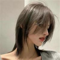 狼尾鲻鱼头日系男女通用假头套少年感酷帅气中性圆脸自然全头套式 米白色送头网夹子