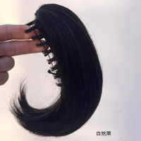 短款抓夹式假发马尾微卷马尾假发女短直仿真逼真大波浪蓬松马尾辫 自然黑[进口高温丝]