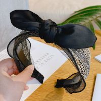 韩版复古蕾丝布艺镶钻头箍打结蝴蝶结带齿宽边发箍女发饰韩国简约 香槟蝴蝶结