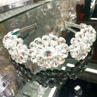 发箍发卡发夹宽边百搭简约外出女士韩国水钻镶嵌钻奢华洗脸头箍 白色