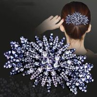 新款日韩顶夹钢夹大号合金头花水钻头饰简约气质优雅扎头马尾夹 钢夹D款紫罗兰