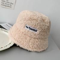 儿童渔夫帽子假发女童羊羔毛韩版百搭盆帽长卷发一体宝宝帽子保暖 单帽子[不含假发] 米白色帽子