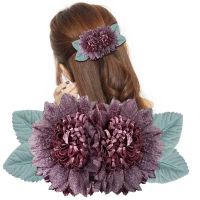 欢乐多复古花朵流苏盘头发夹发网弹簧夹女护士职业头花发饰品T909 花貎蓬心 豆沙紫[发夹款]