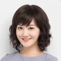 妈妈假发女短发中长发卷发短发中长发卷发水波纹隐形无痕式全头套 自然黑 三件套