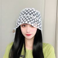 亲子款蕾丝帽子女夏季韩版欧根纱花朵渔夫帽薄款遮脸防晒太阳帽潮 大人-小花-白色