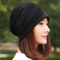 帽子女春夏薄款堆堆帽蕾丝镂空钩花头巾帽透气空调帽睡帽遮白发帽 黑色(薄款双层棉涤封顶) M(56-58cm)