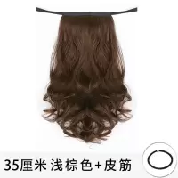 抓夹高马尾假发女气质大波浪长卷发假马尾辫子绑带式自然假头发 浅棕色 自然绑带式-35厘米-[短款]