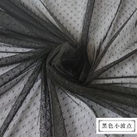白色蕾丝网纱布料舞台婚礼纱幔台窗帘甜品台桌布网纱婚庆道具 黑色小波点
