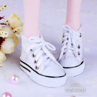 60cm芭比叶罗丽娃娃鞋子3分BJD/SD夜萝莉娃娃高跟靴冰灵公主鞋子 白色帆布鞋[送丝袜 送丝袜(60厘米娃鞋)