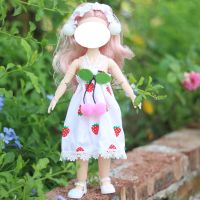 换装30厘米娃娃衣服22关节bjd6分娃衣牛仔裤套装裙子服饰头饰鞋子 头饰毛球+可爱草莓裙