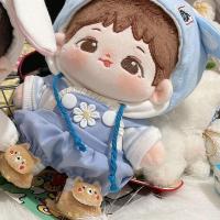 20cm棉花娃衣双色背带裤正常体/胖胖体可穿仅背带裤(扣子可拆) 蓝色