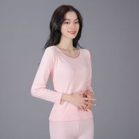 37度自发热德绒恒温保暖内衣女士秋衣秋裤套装双面加绒亲肤打底衫 德绒[上衣]粉色 M [90斤以下]