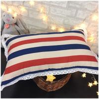 全棉花边枕套儿童枕套35*55学生枕套40*60单人枕头套一支装48*74 英伦条 28*45