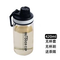 [48小时发货]大容量透明水杯男女高颜值学生泡茶便携耐高温防烫防爆玻璃杯子 420ml 无赠品. 透明英文款.