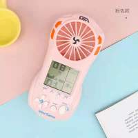 创意风扇迷你USB可充电学生随身便携小型创意易拉罐风扇手持制冷 风扇游戏机+电池(粉色) 原装USB充电线