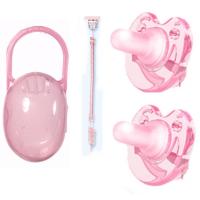 [送防尘盒+防掉链]安抚奶嘴新生儿安睡型全硅胶超软奶嘴圆头 粉色(送盒+链) 防尘盒+防掉链