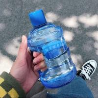 翟潇闻同款可爱小熊水桶杯简约塑料杯男学生少女大容量随手水杯子 宝石蓝630ml(不带吸管) 高颜值水桶杯