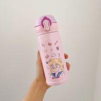 日系保温杯ins原宿风女士可爱杯子简约清新流苏学生少女便携水杯 弹跳美少女保温杯350ml 单杯子