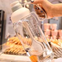 带吸管大容量喝水杯男女学生夏季用潮流塑料杯子户外便携式水瓶壶 白色 1.8L+茶漏+吸管