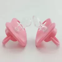 婴儿硅胶卡通安抚奶嘴新生儿安抚型奶嘴 圆头+扁头 颜色随机(送一个链子)
