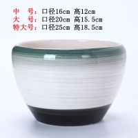 花盆陶瓷大号特大家用种树绿植花卉苹果瓶简约中国风清仓批发 绿口黑底苹果(送塑料托盘) 中号