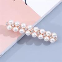 顶夹大号弹簧夹水钻蝴蝶结百搭韩国发卡盘发夹子刘海夹头饰品头花 两排珍珠白色