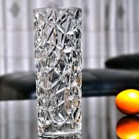 加厚大号花瓶玻璃透明客厅摆件水培植物富贵竹百合插干花陶瓷花瓶 中号冰花款10*25cm