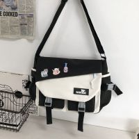 斜挎包男潮牌时尚休闲个性男士单肩学生工装背包轻便大容量斜跨潮 黑无挂件(关注店铺送小礼物)